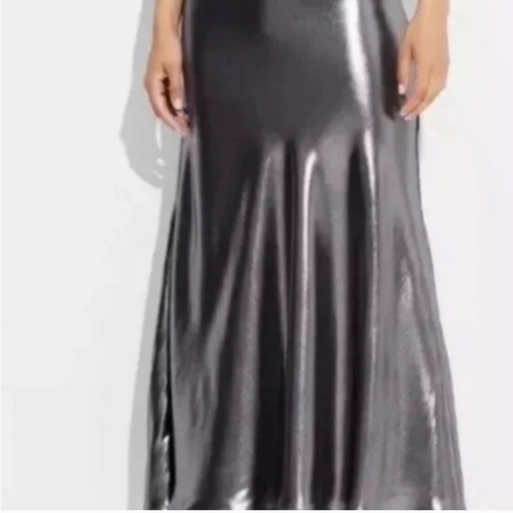 Wild Fable Sold Out Shiny Boho Shimmery Whimsigoth Metallic  Silver Maxi Skirt
